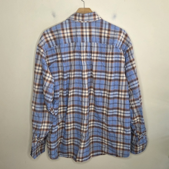 Izod | Blue Tan Cream Orange Plaid Button Up Shirt 100% Cotton Size XL - Picture 4 of 4